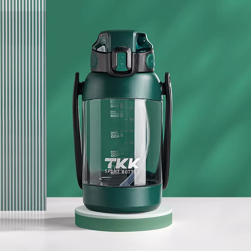 【TKK】美國進口Tritan獵鷹 手提+背帶 運動水壺1200ML-電光白