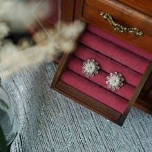 日本雜貨-銀色浦公英花朵古董夾式耳環