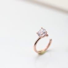 14K金 CZ Cuff Earring 單鑽耳夾耳環 (0.50 ct)耳骨夾 不褪色