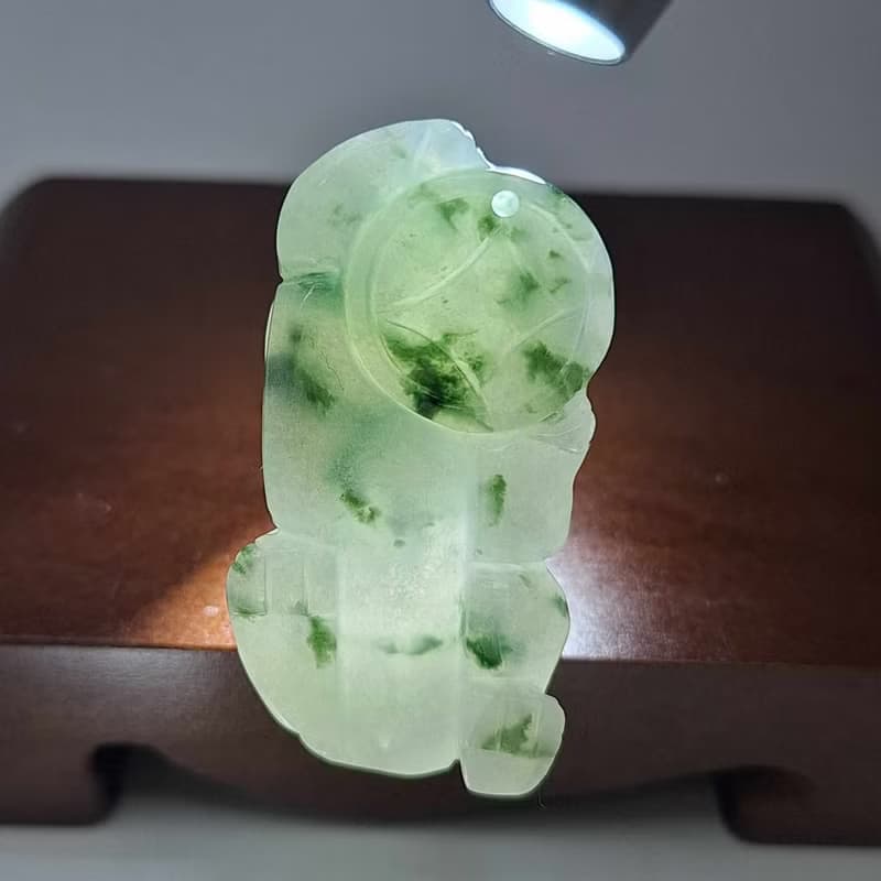 冰飄花霸王貔貅 吊墜 手牌 | 天然緬甸玉A貨翡翠