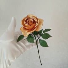 皮革玫瑰長莖 Yellow leather rose long stem 3rd anniversary gift for her, 3rd weddind
