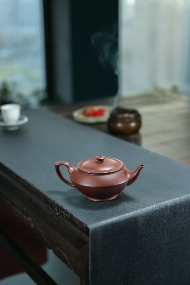 送禮紫砂壺茶壺汉云   紫泥 240ml 14孔 刘素素作品  整器衔接自