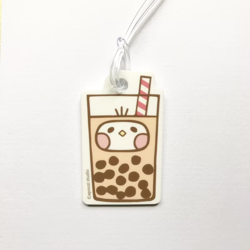 布籽生物 台灣 珍珠奶茶 行李吊牌 壓克力 吊飾 旅行