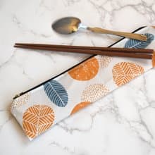 外出餐具組(筷袋+筷子+湯匙)_拓印秋天