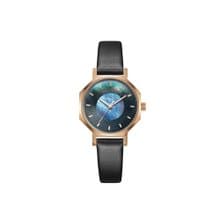 Volare Mother Of Pearl 珍珠黑色皮革錶帶手錶 28mm