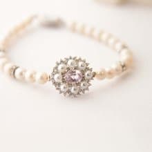 孔賽石淡水珍珠 2月生日石  純銀手鍊