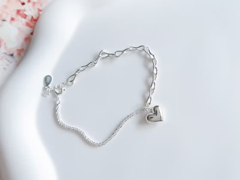 聖誕禮物 925純銀 星光 愛心 不對稱鍊 手鍊 免費包裝