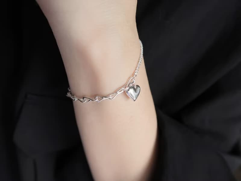 聖誕禮物 925純銀 星光 愛心 不對稱鍊 手鍊 免費包裝