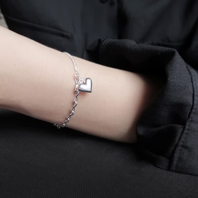 聖誕禮物 925純銀 星光 愛心 不對稱鍊 手鍊 免費包裝