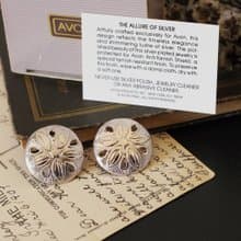 老又好古董珠寶AVON Vintage銀色雕花夾式耳環C920