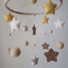 Star & felt balls baby crib mobile, nursery decor, pregnancy gift
