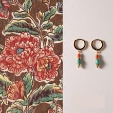 原創歲歲安瀾南紅綠松石耳環純銀耳扣耳飾