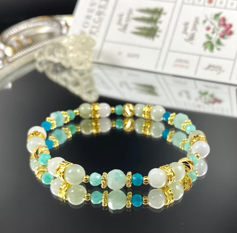 午後の薄荷茶 | 翡翠 天河石 藍磷灰 | 幸福時光 | 女士水晶手鍊