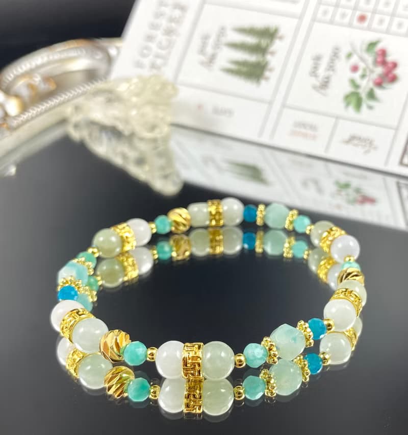 午後の薄荷茶 | 翡翠 天河石 藍磷灰 | 幸福時光 | 女士水晶手鍊