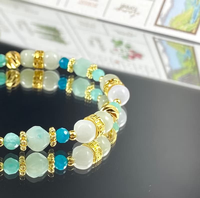 午後の薄荷茶 | 翡翠 天河石 藍磷灰 | 幸福時光 | 女士水晶手鍊