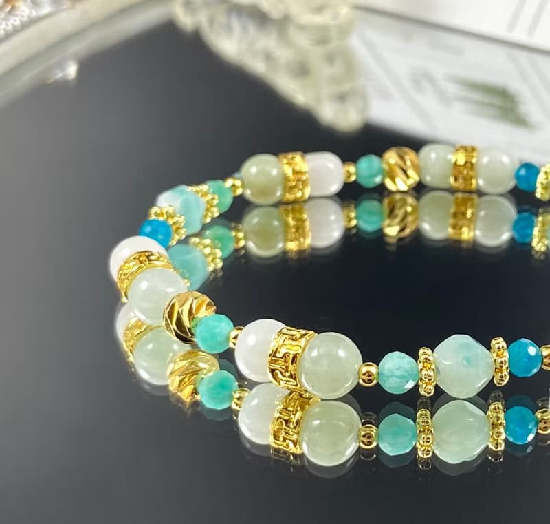 午後の薄荷茶 | 翡翠 天河石 藍磷灰 | 幸福時光 | 女士水晶手鍊