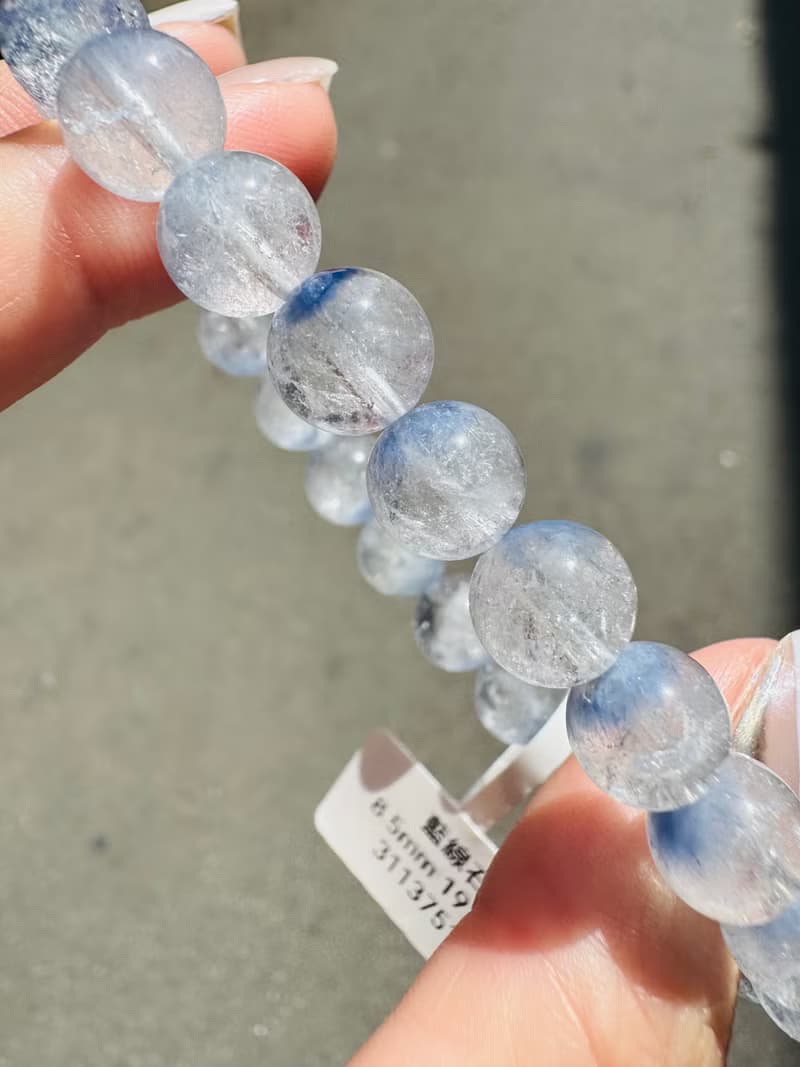 小精品天然藍線石水晶8.5mm19.60g防甲狀腺亢進加強表達能力