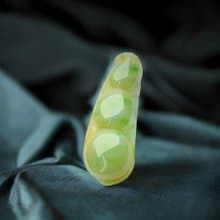 老三彩翡翠福豆 | 裸石 | 天然緬甸玉翡翠A貨 | 送禮