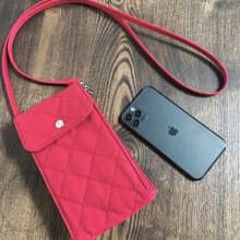 倉敷帆布　キルティング　スマホポシェット　ミニ　ショルダーバッグ　スマホショルダー  レッド