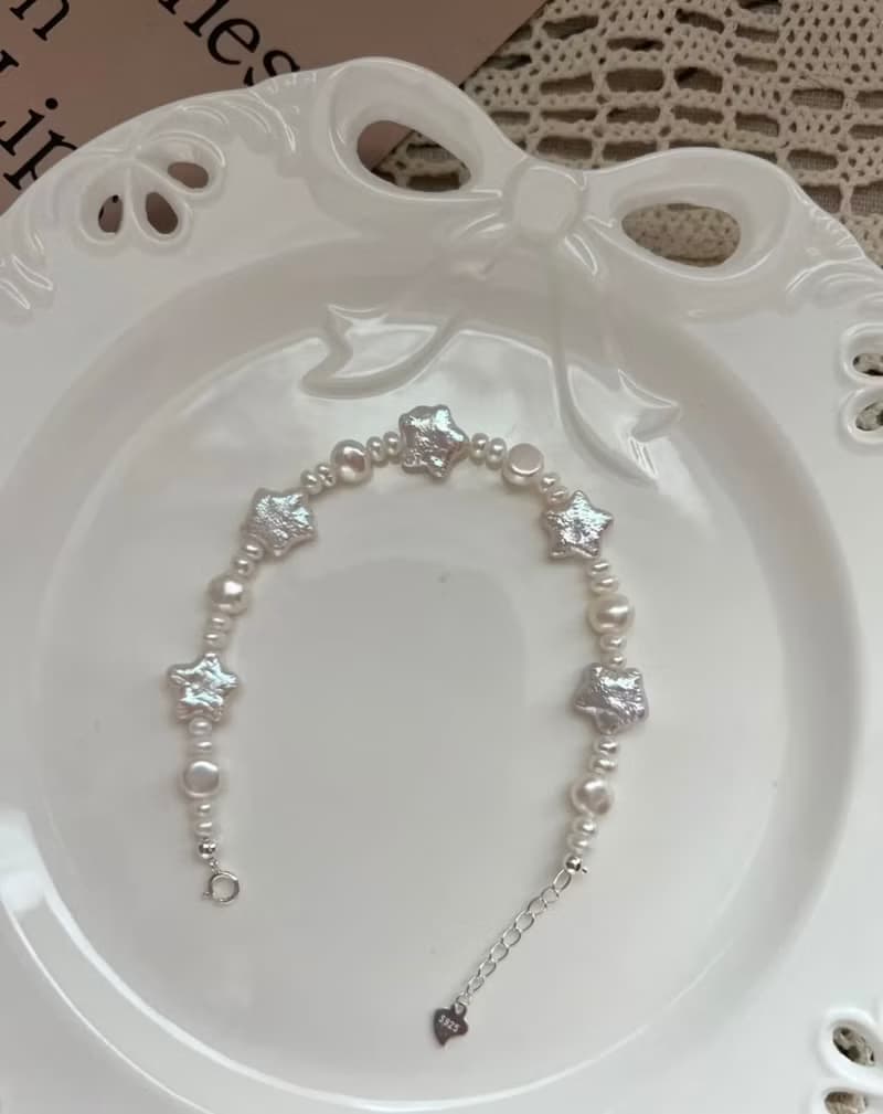 YuanPearl天然巴洛剋星星珍珠手鍊設計款純銀手鍊六款可選