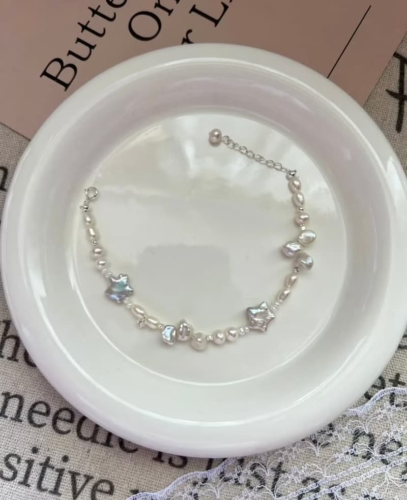 YuanPearl天然巴洛剋星星珍珠手鍊設計款純銀手鍊六款可選