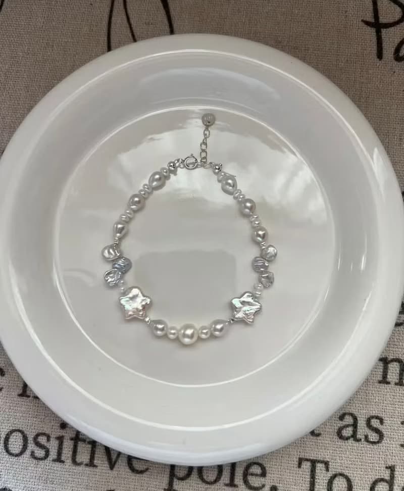 YuanPearl天然巴洛剋星星珍珠手鍊設計款純銀手鍊六款可選