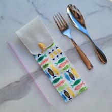 【可放22cm吸管】防水環保餐具袋 / 筆袋 親子餐具袋 女孩與小魚