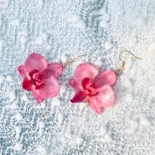 蘭花耳環-浪漫櫻花粉/真花耳環/蘭花飾品/請備註可換耳夾