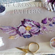 Watercolor Purple Bouquet I PDF cross stitch pattern