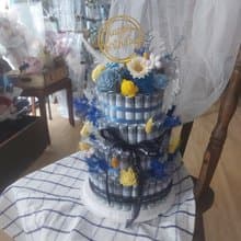 Hello Green B010四層有錢花蛋糕 含禮盒及電燈生日插牌 有錢花