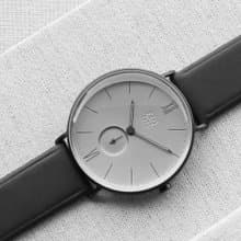 HALO 3870 砂漠光暈真皮皮革男錶 - 礦灰