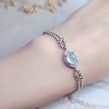 幸福•淨化•吉祥•事業|高冰放光白翡|緬甸A貨翡翠純銀手鏈