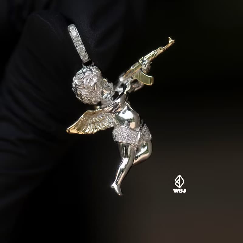 邱比特AK47天使吊墜吊墜 925純銀 生日禮物 項鍊