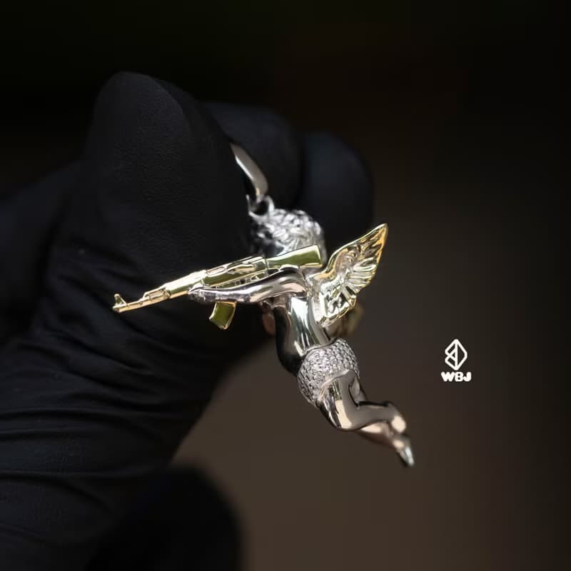 邱比特AK47天使吊墜吊墜 925純銀 生日禮物 項鍊