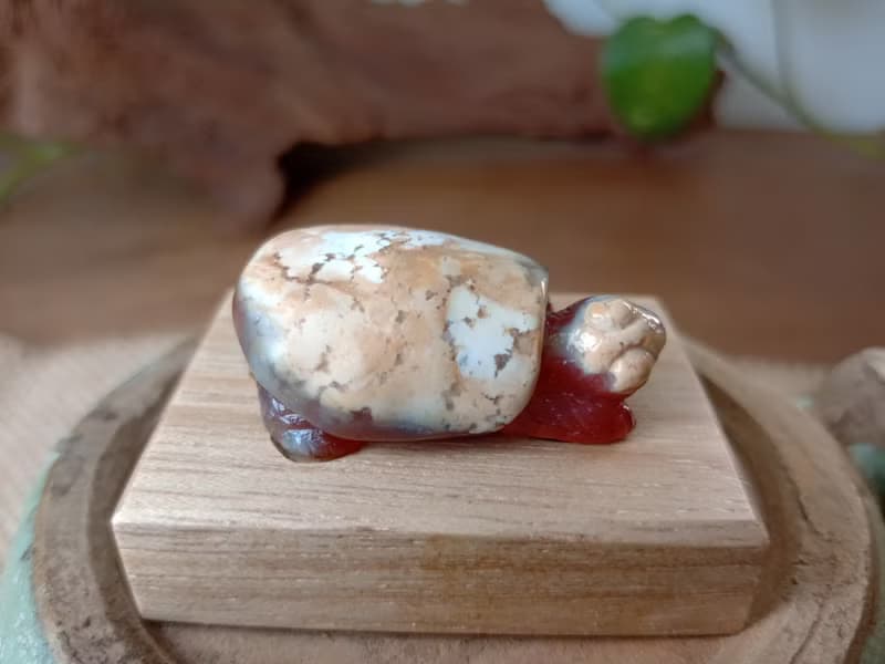 雕件 逗樂動物-鴻運龜 印尼黃皮椰化玉