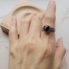 極度招財辟邪/幸運之石~正光眼愛心金運石純銀活圍戒(小)
