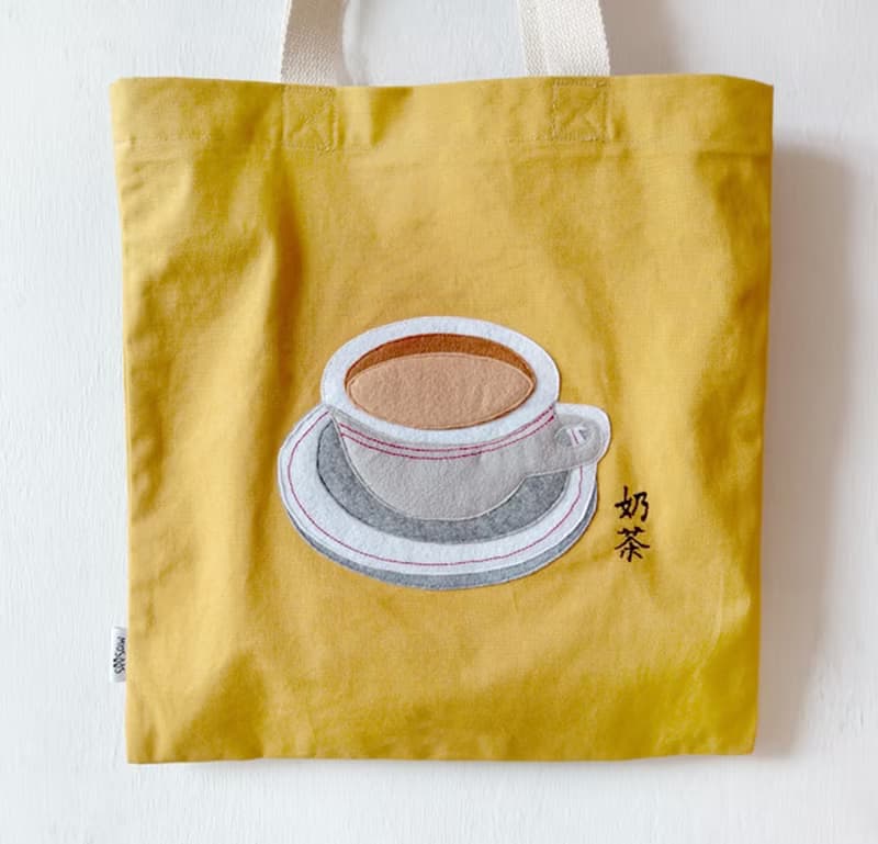 奶茶造型, 厚帆布黃色/米色布袋, 全人手製Tote Bag