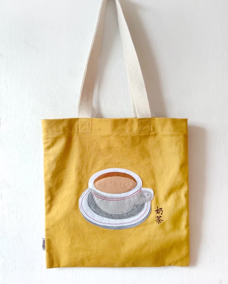 奶茶造型, 厚帆布黃色/米色布袋, 全人手製Tote Bag