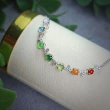 轉好運•補五行|馬卡龍彩虹多寶|A貨翡翠純銀日系藤蔓款手鏈