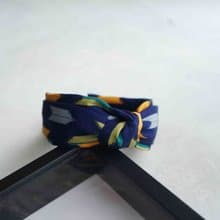 和服改製手工髮箍-幾何圖形箭羽紋-寶藍-扭結款