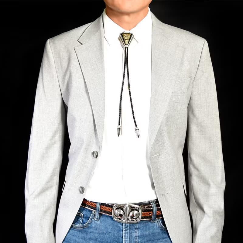蛇年 金蛇富貴 真皮皮繩 保羅領帶 Bolo Tie  皮繩領帶 襯衫領繩
