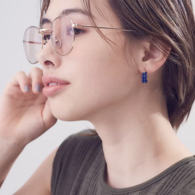 天然色 Lapis lazuli*gold bi-color wraped earring