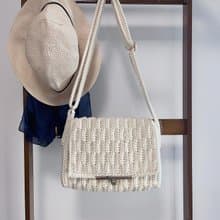 手工鉤織Waves斜挎包手袋單肩包純白色針織鈎織編織手作斜孭袋