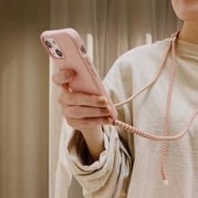 【手機掛繩】可拆式 Urban Colourful 復古粉 iPhone 支架 背繩殼