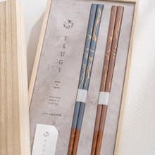 【結婚禮物】金繼系列 若狹塗漆器對筷禮盒 藍&粉 /木盒裝