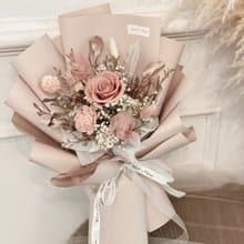情人節花束\冷霧奶茶金\永生花花束