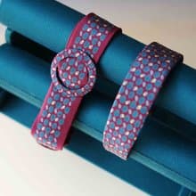 古董領帶改製腰帶-mila schon100%silk-桃花嫣紅-腰帶髮箍組