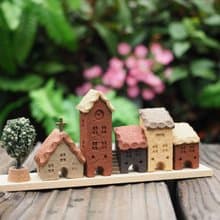 【鄉村歐洲小屋/優惠組】8件組/(5棟小屋+小樓梯+小樹+木頭底座)