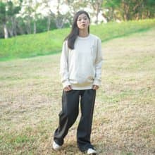 老實呆站不明動物 OVERSIZE 中性純棉圓領大學T