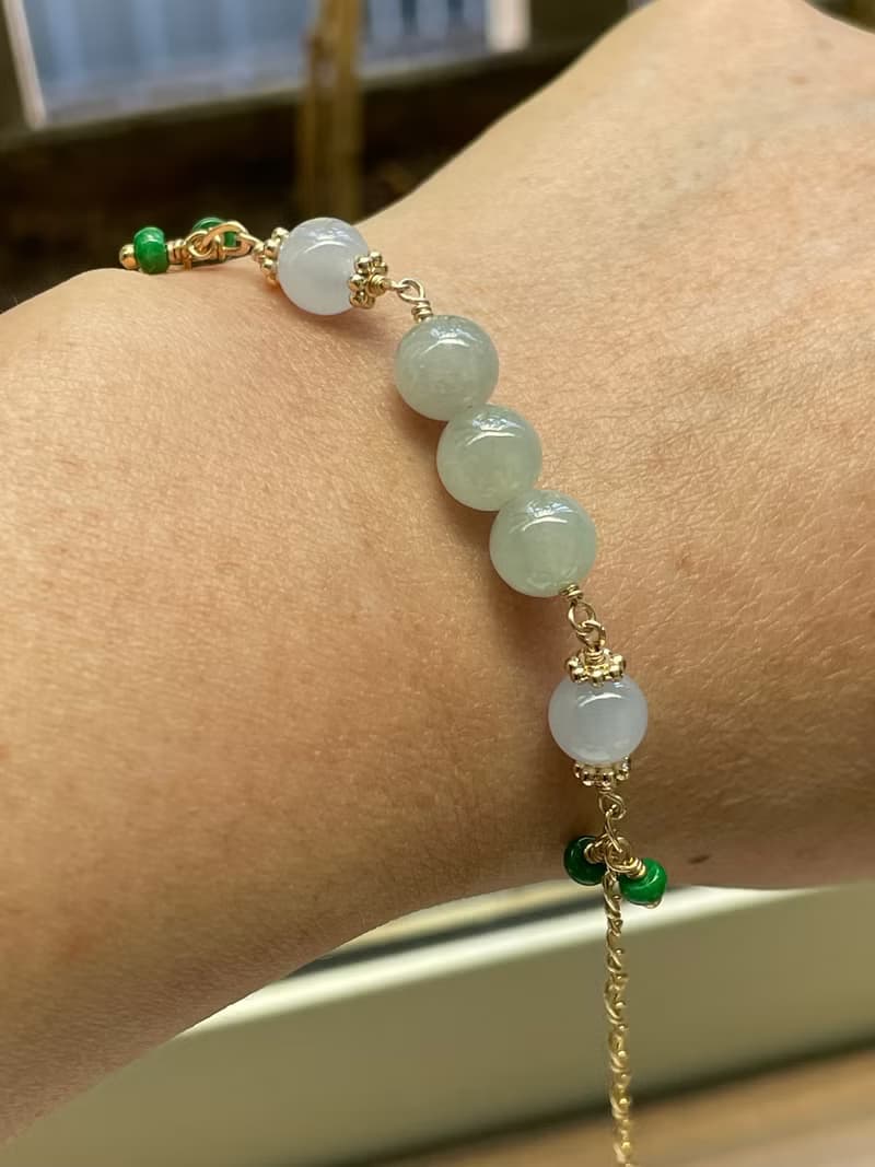 心弦//天然翡翠A貨 紫羅蘭 晴水 綠翠 美國14KGF配飾 手鍊